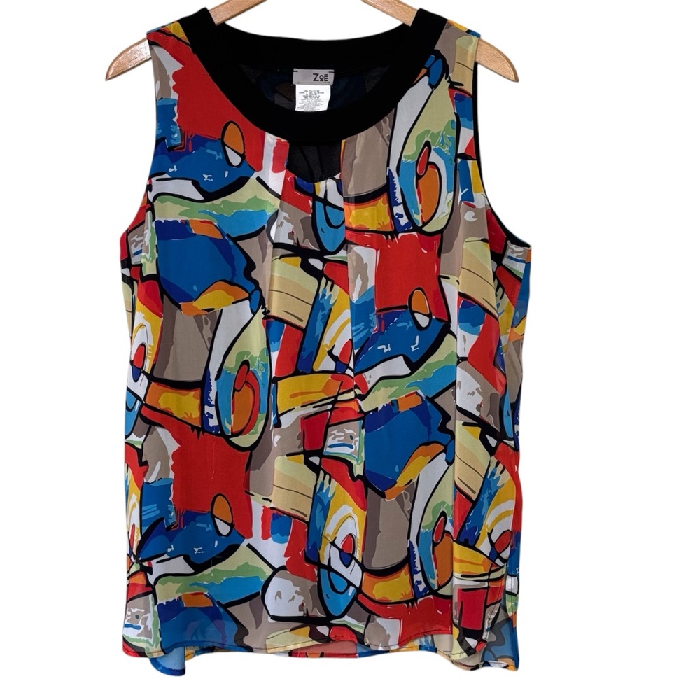 Zoe by Michael Phillips brilliant abstract lined tunic tank top. Women’s Large